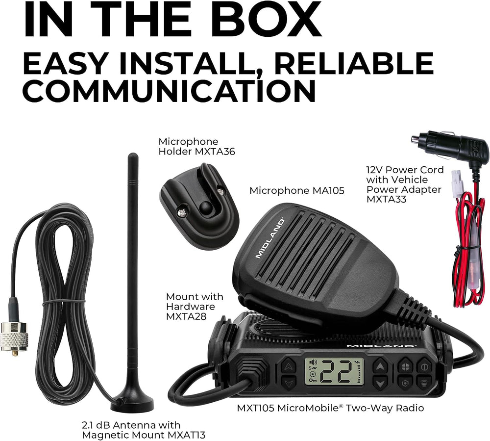 Midland - MXT105 - 5 Watt GMRS MicroMobile Two-Way Radio