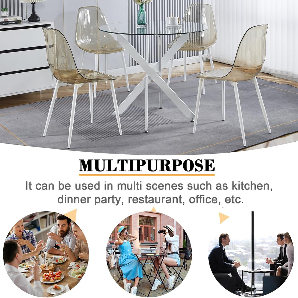 Modern Round Dining Table for 4, 36" Circle Glass Kitchen Dining Room Ta...