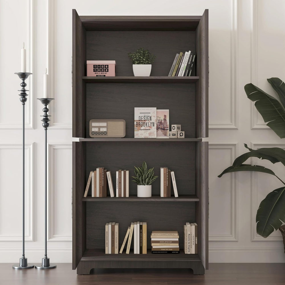 JIJIWANG Kitchen Pantry Storage Cabinet with Acrylic Mirrored Doors,Large Sid...