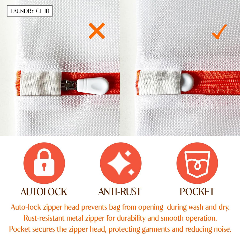 4 Pack Mesh Laundry Bags for Delicates 12inx16in (30cmx40cm), Dryer Safe, Breathable Fine Net, Sturdy Anti-Rust Zipper, Mesh Laundry Bags for Lingerie, Bra, Underwear, Sneakers, Socks, Laundry Club™