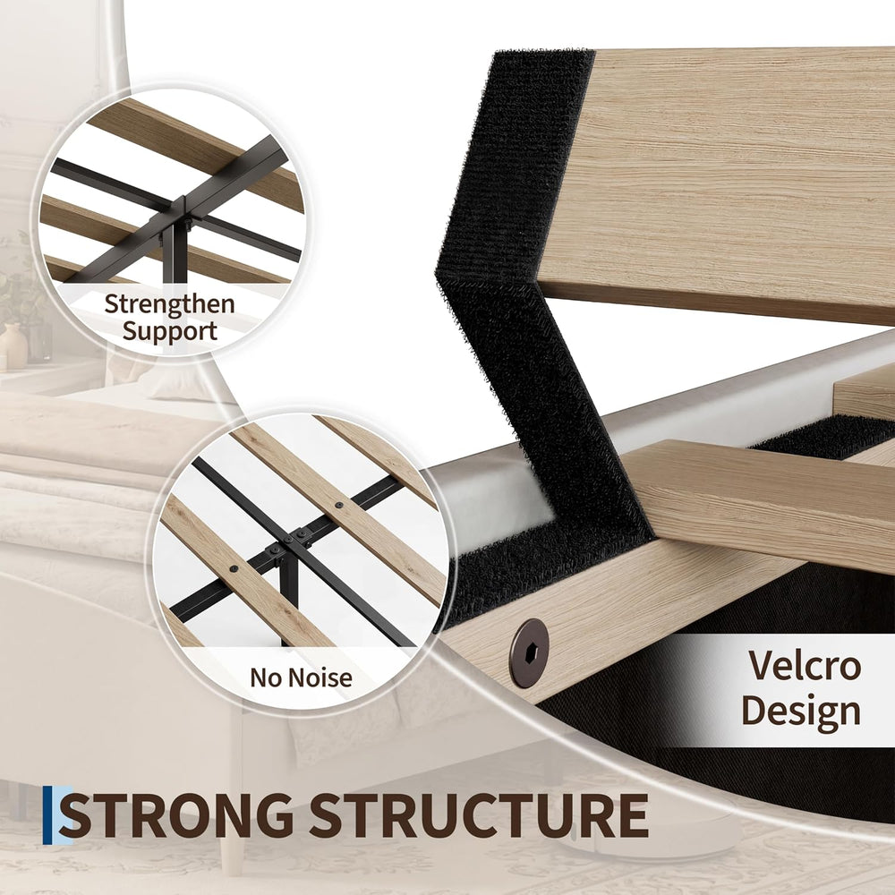 Queen Size Bed Frame,Upholstered Platform Bed,Wingback Headboard