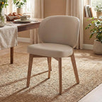 YOUNIKE Dining Chair with High Back Single Mid Century Modern Kitchen Chair Faux Leather Upholstered Armless Accent Chair 20" Wide Padded Seat with Wooden Legs for Dining Living Room Bedroom Khaki