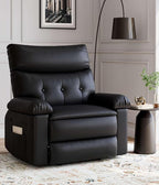 GarveeHome Oversized Wide Recliner Chair - Heat and Massage, PU Leather Extra Wide Manual Recliner for Adults, Large Lazy Chair with 1.5X Sponge Comfort Arm and Back for Living Room, Bedroom