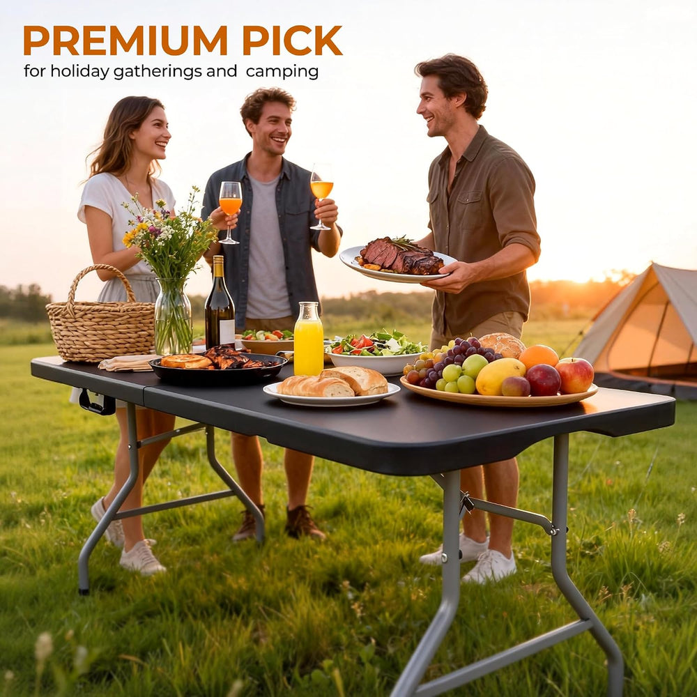 6ft Folding Table Heavy Duty 350 LBS Capacity Foldable Table with 18% Thicker...