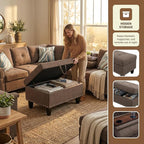 3-Piece L-Shaped Modular Sofa – Convertible Sectional Couch with Movable Chaise & Storage Ottoman, Multi-Scene Use for Living Room, Apartment & Office, Dark Brown