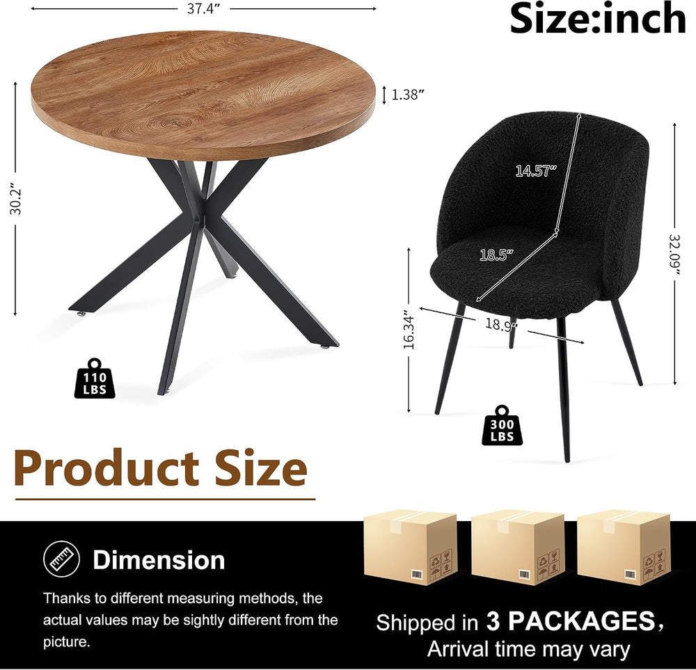 Homedot Dining Table Set for 2 with Black Dining Chairs, 3-Piece Compact Kitc...