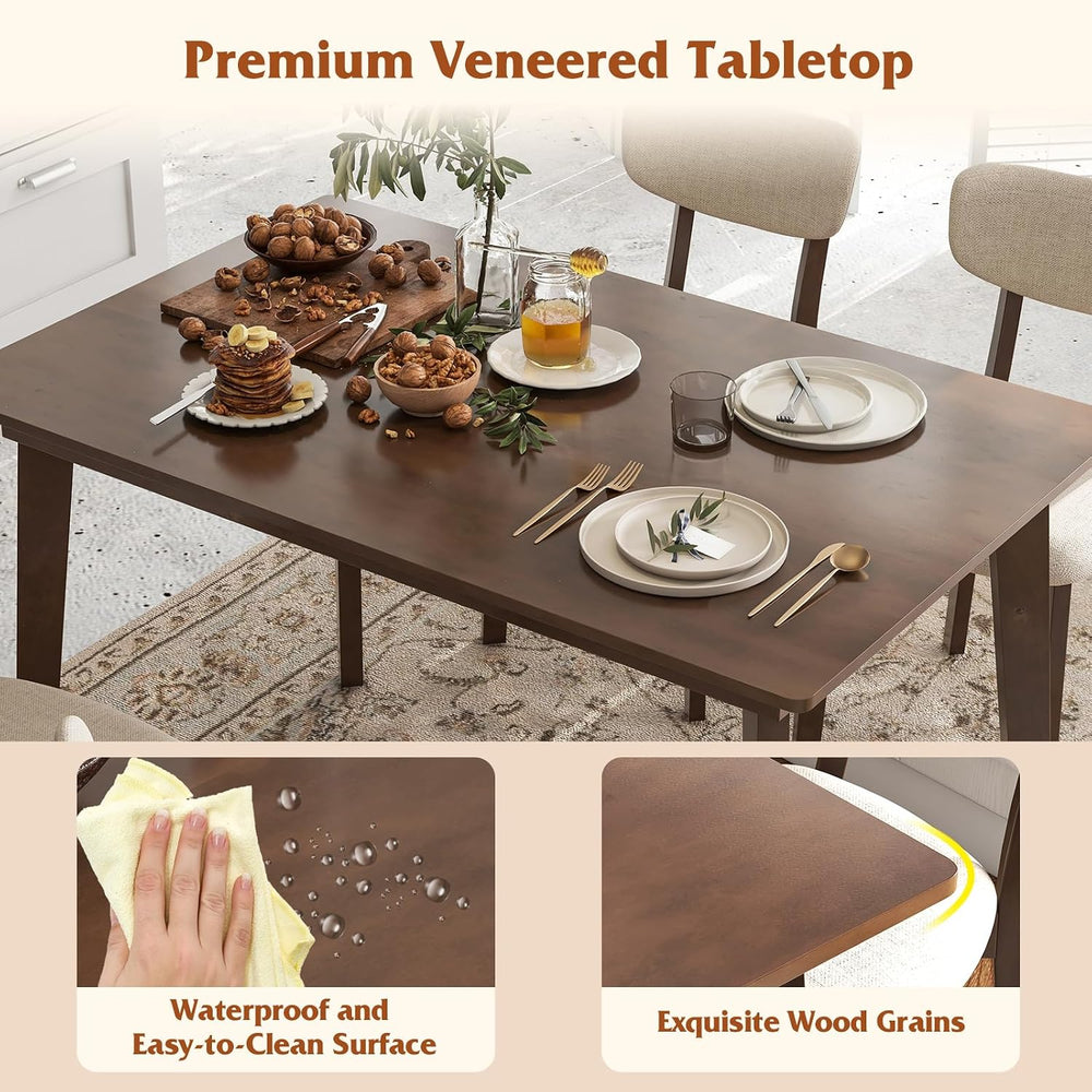 GOFLAME 5-Piece Dining Table Set for 4, Farmhouse Kitchen Table & 4 Uphol...
