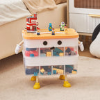 Organizers Storage Box for lego: Plastic Stackable Storage Case with Building Blocks Lids, Containers with Carrying Handle and Adjustable Grid Organizers, 2 Layer Green