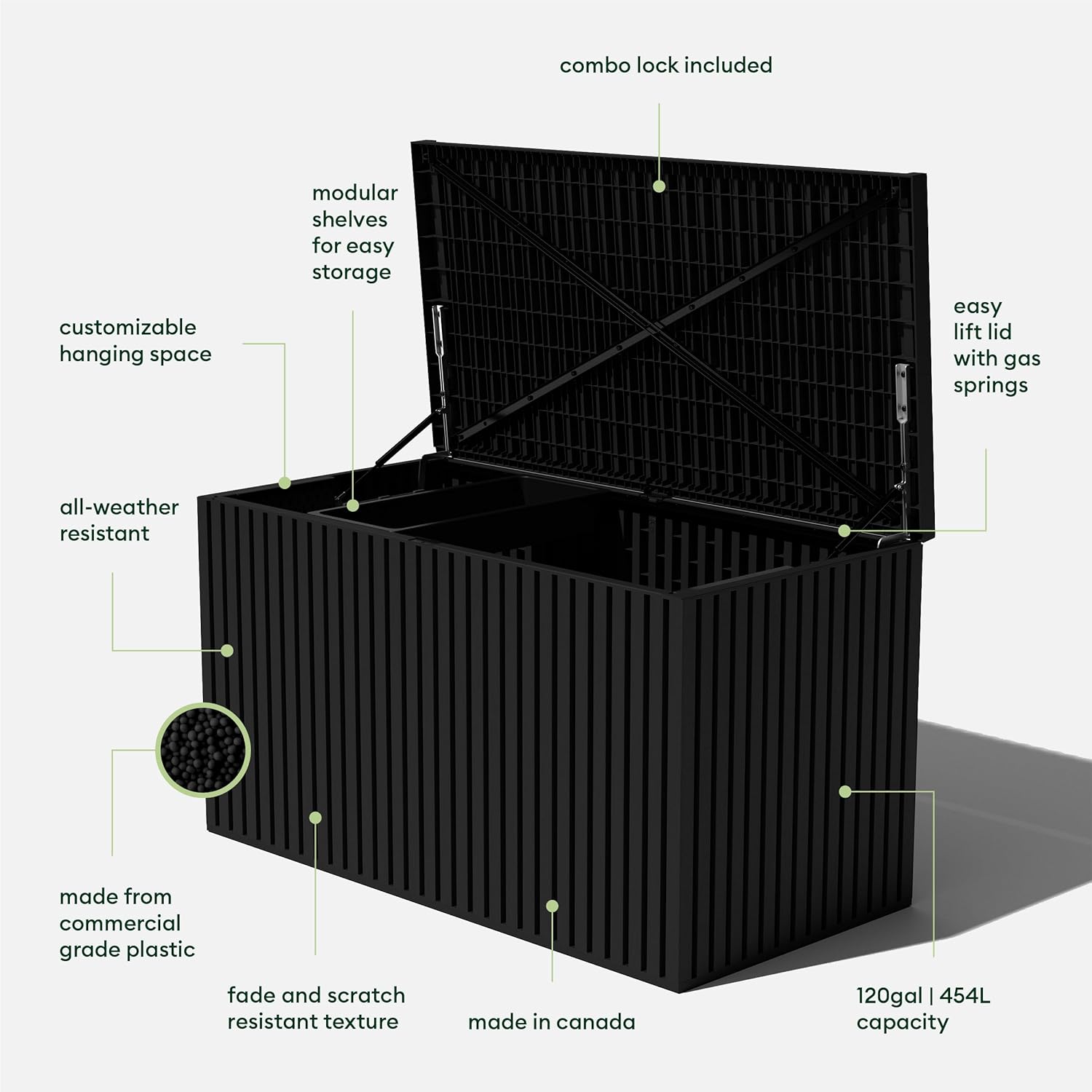 Veradek Everything Deck Box 120 Gallon | Lockable Storage Box and Organization for Patio Furniture, Outdoor Cushions, Throw Pillows, and Garden Tools