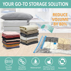 6 Pack Vacuum Storage Bags, Space Saver Bags (2 Jumbo/2 Large/2 Medium) Compression Storage Bags for Comforters and Blankets, Vacuum Sealer Bags for Clothes Storage, Hand Pump Included