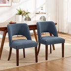 Dining Chairs Set of 2,Modern Dining Room Chairs with Thick Cushions,Upholstered Linen Fabric Kitchen Chairs for Kitchen Dining Room DARKBLUE