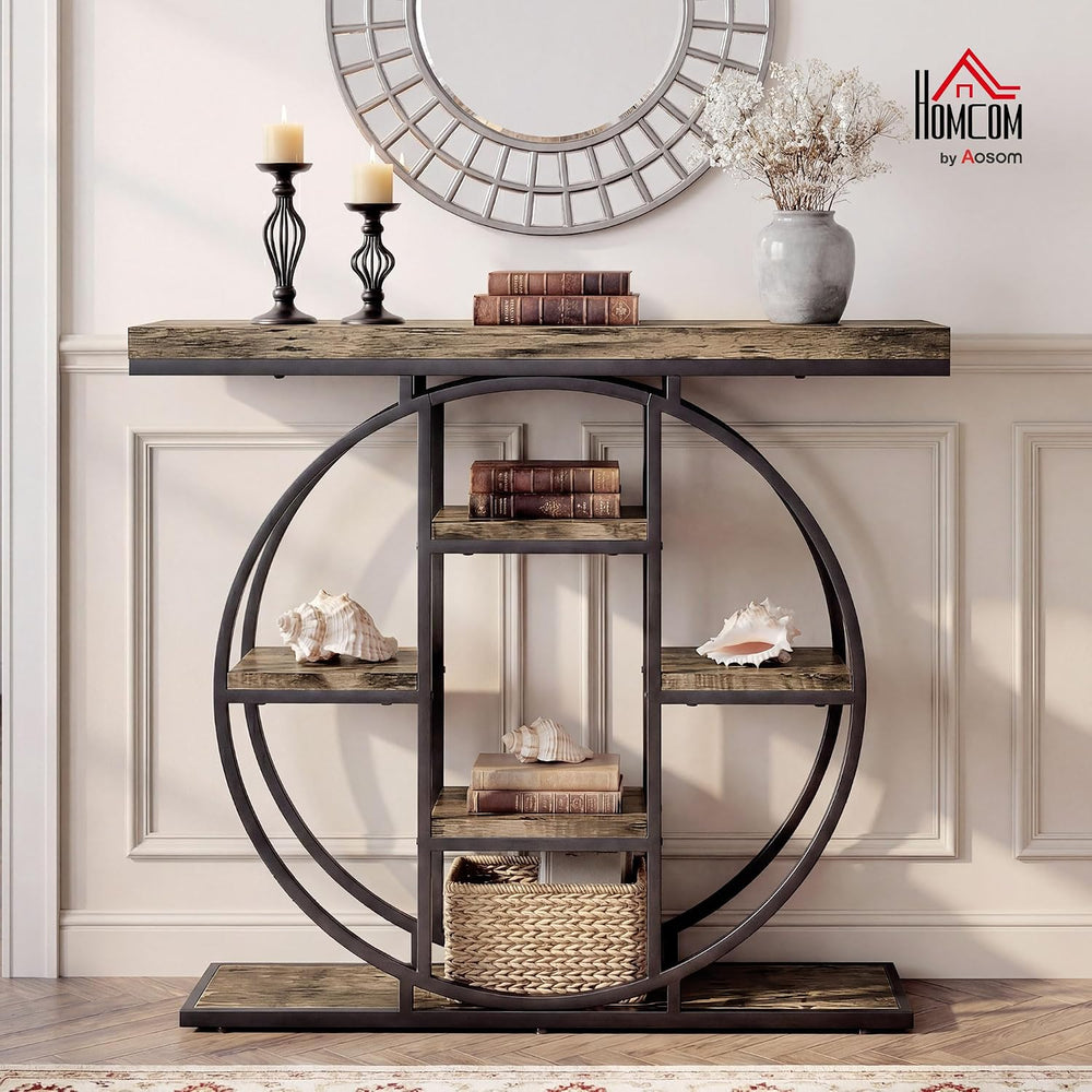 HOMCOM Entryway Table, 39.4" Console Sofa Table with Storage Shelves and...