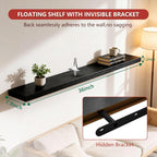 ROGMARS Black Floating Shelves for Wall,36 inch Rustic Wooden Floating Wall Mounted Book Shelves with Invisible Brackets for Living Room, Bedroom, Kitchen, Bathroom,Set of 3