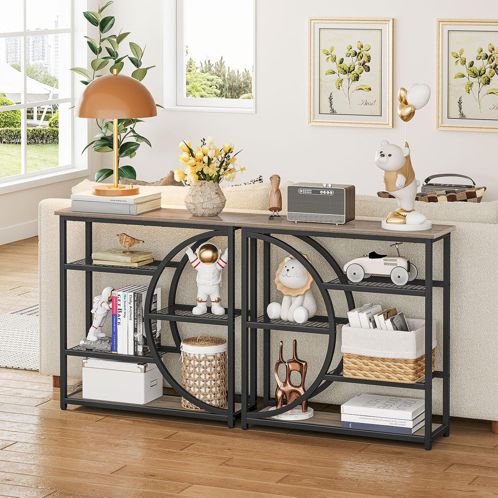 Snughome Entryway Table, Narrow Console Table, Industrial Sofa Table with 5 T...