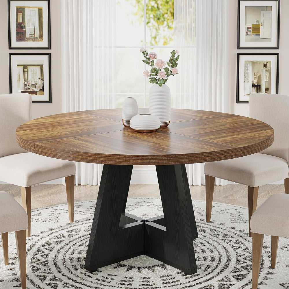 Tribesigns 47 inch Round Dining Table Wood Kitchen Table for Dining Room, 47&...