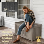 Storage Bench - 2 Doors Waterproof Resin Shoe Bench with Adjustable Shelves - Indoor & Outdoor Use, Entryway Bench with Seating for Bedroom, Living Room, Hallway - Grey