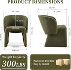 NORDICANA Barrel Dining Room Chairs with Arms, Faux Fur Accent Chairs Set of 2, for Kitchen, Living Room, Upholstered Armchairs, Green