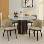 Wooden Dining Chairs Set of 4,Upholstered Kitchen Dining Room Chairs with Curved Backrest and Wood Leg,Modern Fabric Farmhouse Dinner Chair for Restaurant/Cafe,Camel
