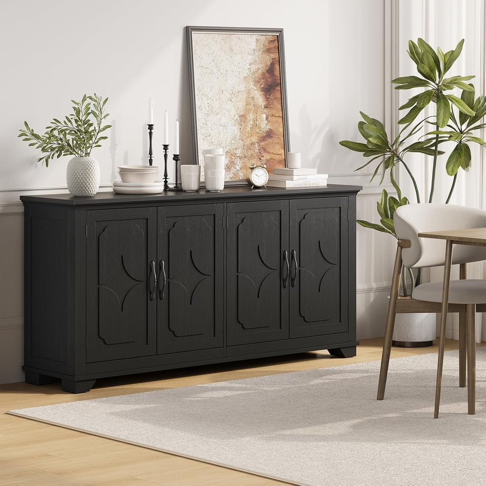 ONBRILL 63 Inch Buffet Cabinet with Storage, Large Sideboard Cabinet with 4 C...