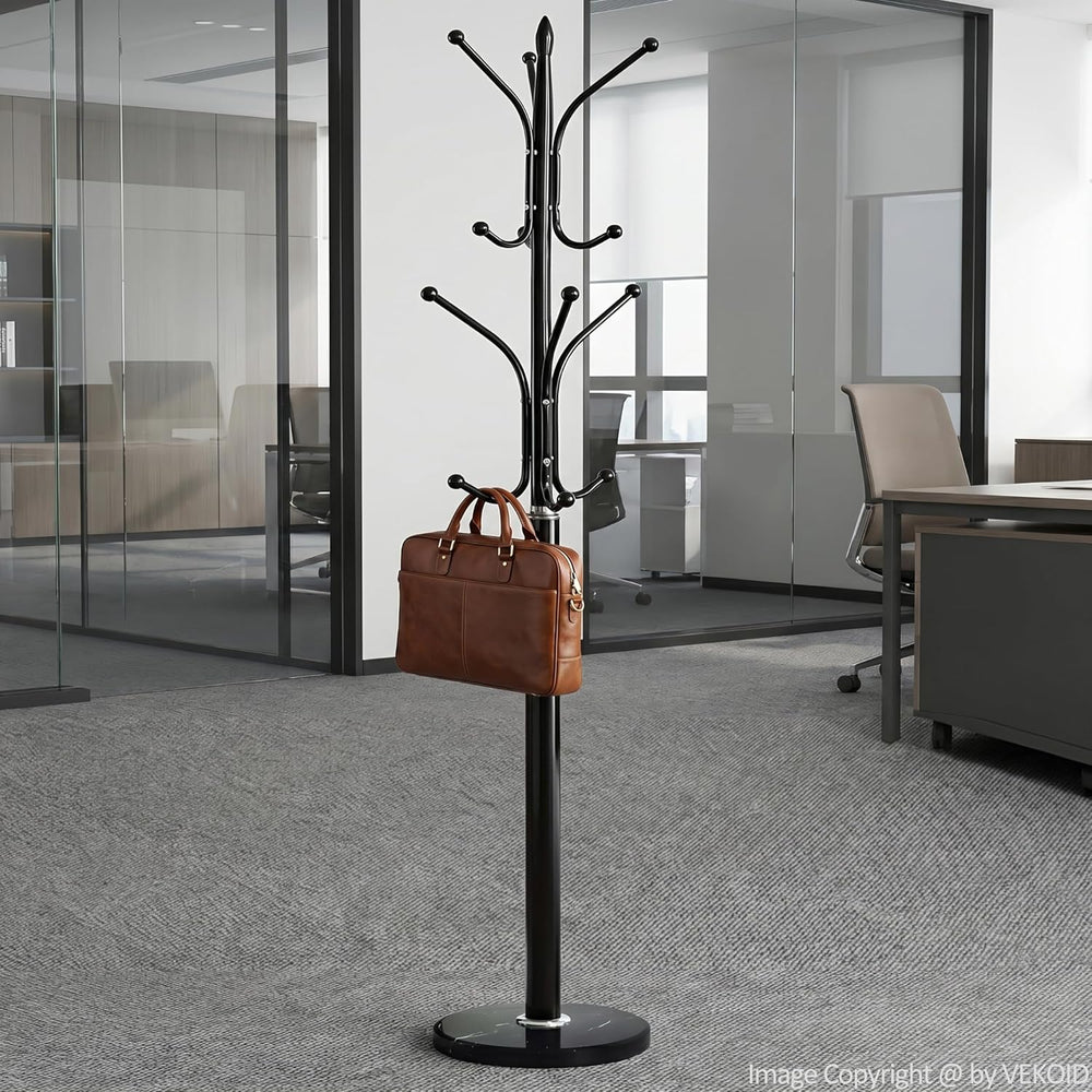 12 Hooks Metal Coat Rack Freestanding Coat Tree with Marble Base, Heavy Duty ...