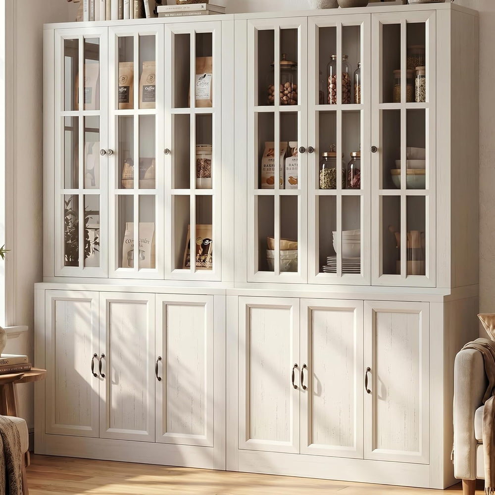 80" Modular Kitchen Pantry Cabinet, 2-in-1 Freestanding Tall Pantry Cabi...