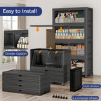 250Gal Stackable Storage Bins with Lid, 1000Qt Extra Large Collapsible Storage Box with Wheels, Dividers, Folding Plastic Cabinet Closet Organizers for Home Kitchen Office Dorm, 5Pack Black