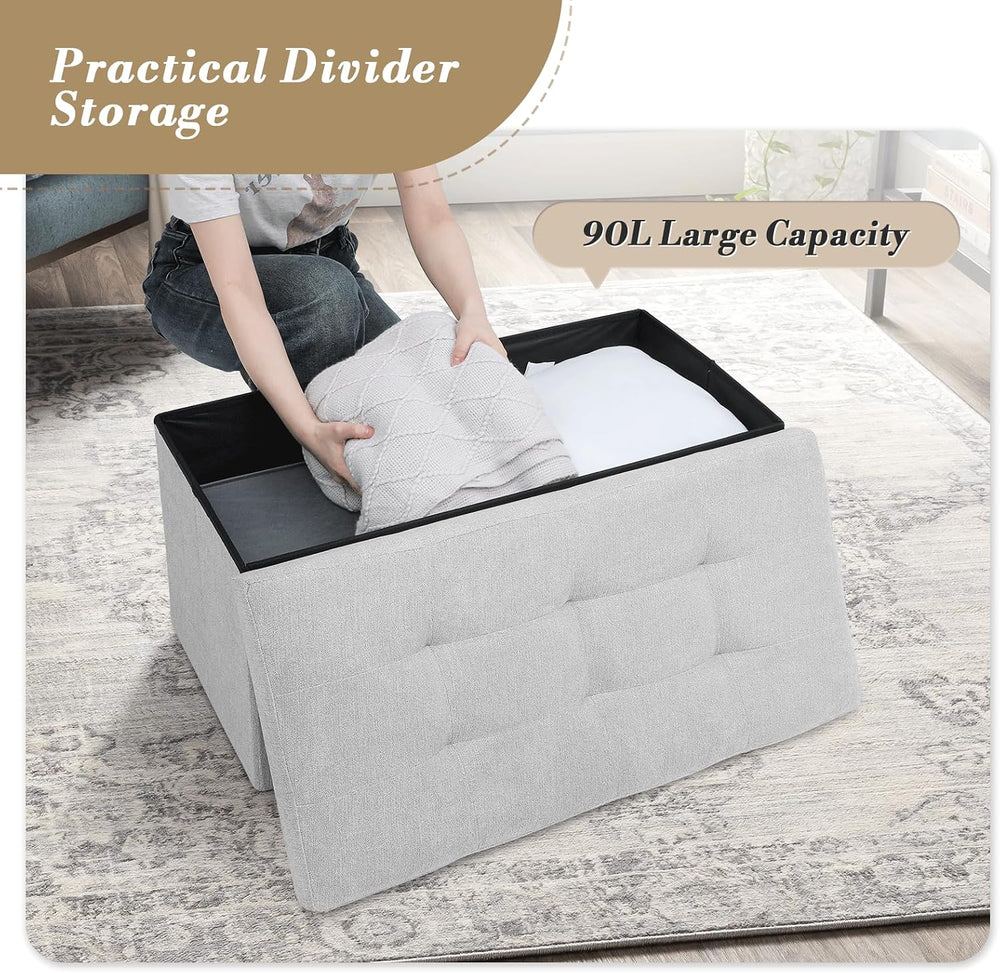 OS MOTOR Folding Storage Ottoman Bench, Dark Gray, 30 Inches | Multi-Function...