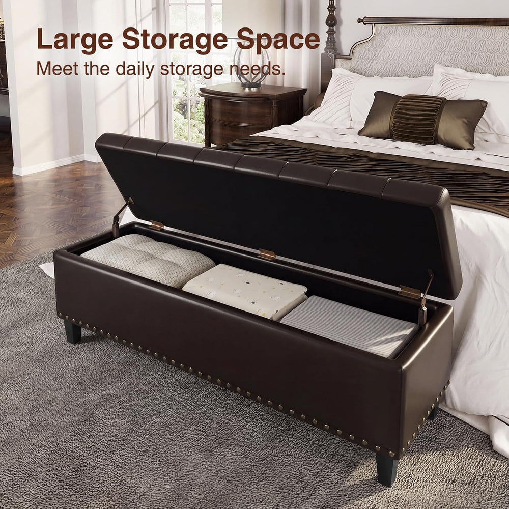 FiveWillowise 51 Inch Storage Ottoman Bench,Large End of Bed Storage Bench | ...