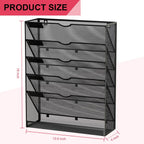 Hanging Wall File Organizer 6 Tier Wall Mounted Mail Paper Folder Holder Document Organization Stand, Vertical Desk Magazine Rack for Office Home Cubicle Countertop, Black