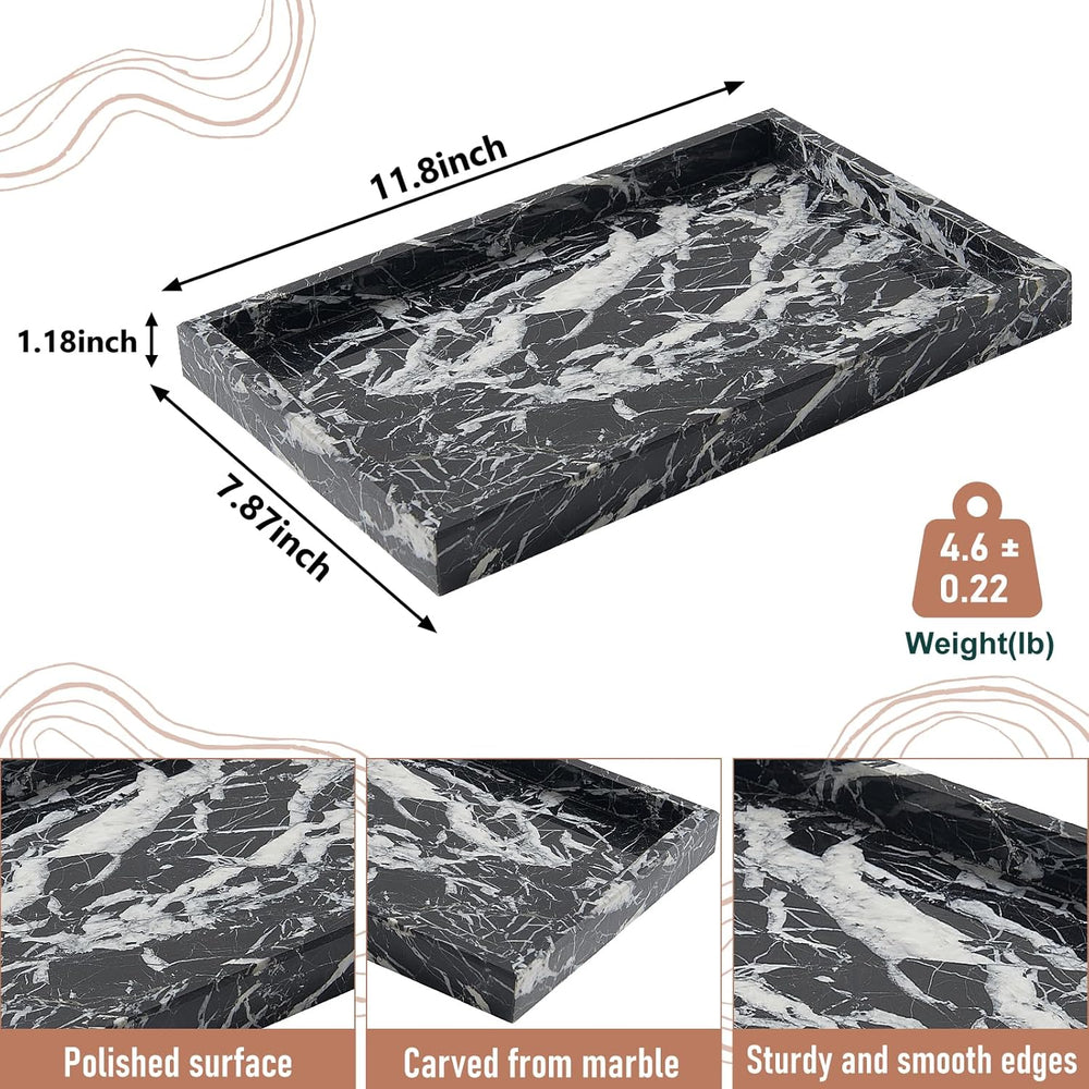 Marble Bathroom Tray,Pure Natural Vanity Tray,Marble Tray for Kitchen Counter...