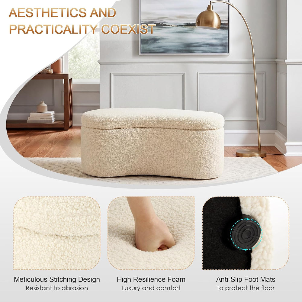Zesthouse Storage Bench for Bedroom End of Bed, 39.4" Small Curved Entry...