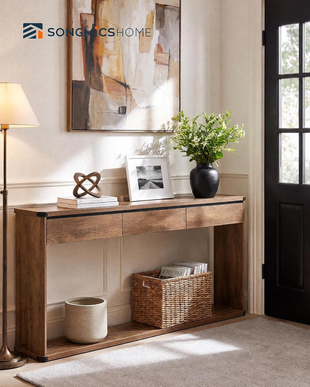 SONGMICS HOME 63.2" Console Table with 3 Drawers and Bottom Shelf | Narr...
