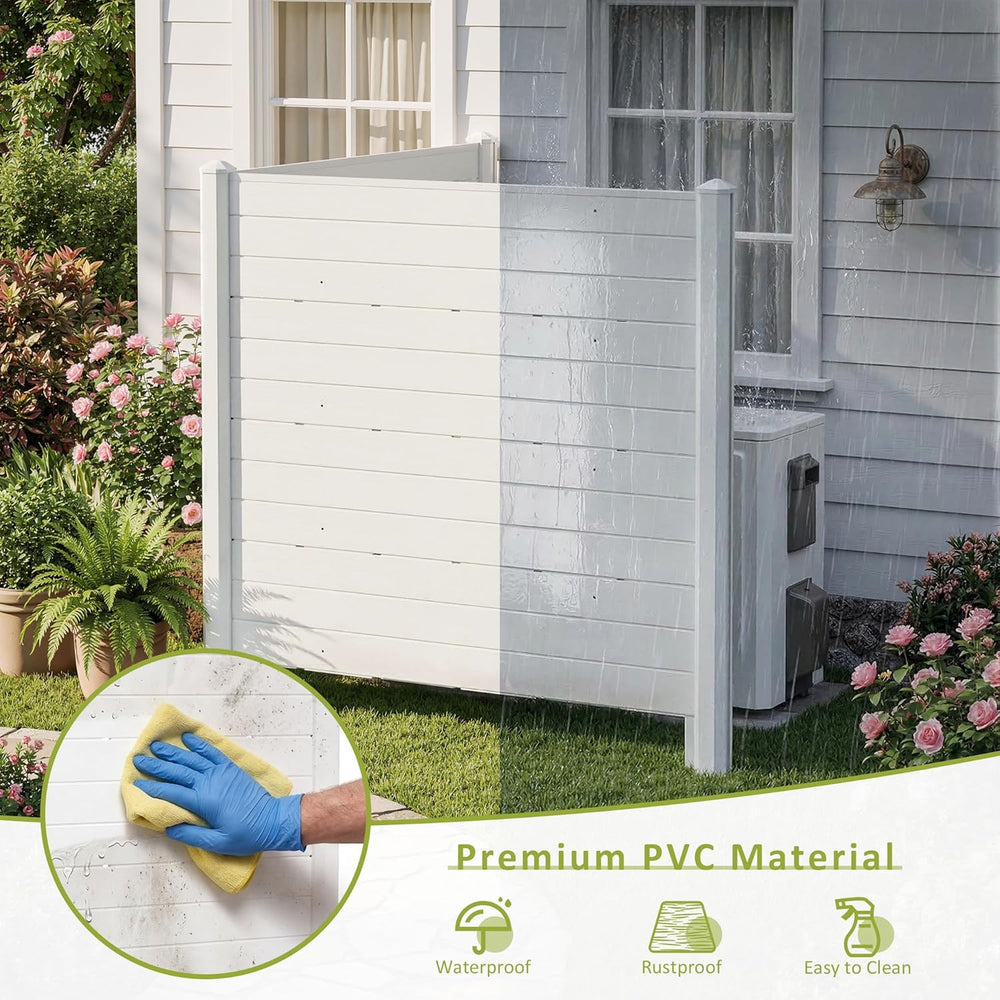 Privacy Fence Panels, 48''W x 45.4''H PVC Air Conditioner Fen...
