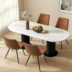 Yaheetech Dining Room Chairs Set of 4 Mid Century Modern Kitchen Chairs with Upholstered Faux Leather and Metal Legs for Dining Room, Living Room, Brown