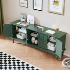 3More 67" Mid Century Modern TV Stand with Window Design,Wood Entertainment Center with Open Shelf,Up to 70" Media TV for Living Room or Bedroom,Green