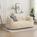 Pamapic 59" Teddy Fabric Bean Bag Chair, 2 Seat Loveseat Sofa,Teddy Fabric Sofa Bed for Adults,Fit Living Room, Bedroom,Outdoor Spaces,Fluffy Comfort Washable Cover,72h Rebound,White