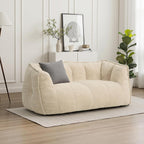 Pamapic 59" Teddy Fabric Bean Bag Chair, 2 Seat Loveseat Sofa,Teddy Fabric Sofa Bed for Adults,Fit Living Room, Bedroom,Outdoor Spaces,Fluffy Comfort Washable Cover,72h Rebound,White