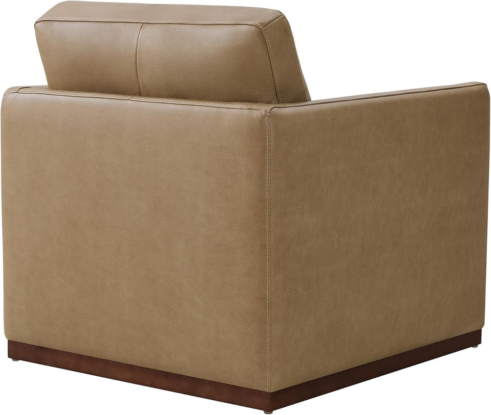 CHITA Genuine Leather Swivel Accent Chair, FSC Certified Mid Century Modern A...