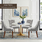 Upholstered Dining Chairs with Arms, Set of 6, Dining Room Chairs with Solid Wood Legs and Tufted Backrest(Linen+Grey)