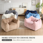 Giant Bean Bag Chair, Comfy Large Bean Bag Chairs for Adults and Kids, Fluffy Faux Rabbit Fur Floor Sofa for Living Room Bedroom Apartment, Beige