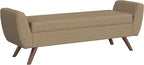 HomePop Modern Storage Bench with Wood Legs |Homepop Home Décor|Bench with Storage for Living Room & Bedroom - Brown