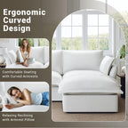 114” Cloud Sectional Couch, Comfy Down Filled Modular Sectional Sofa with Washable Cover, L Shaped 3 Seater Modular Couch with Ottoman, Sectional Couches for Living Room, Cream White