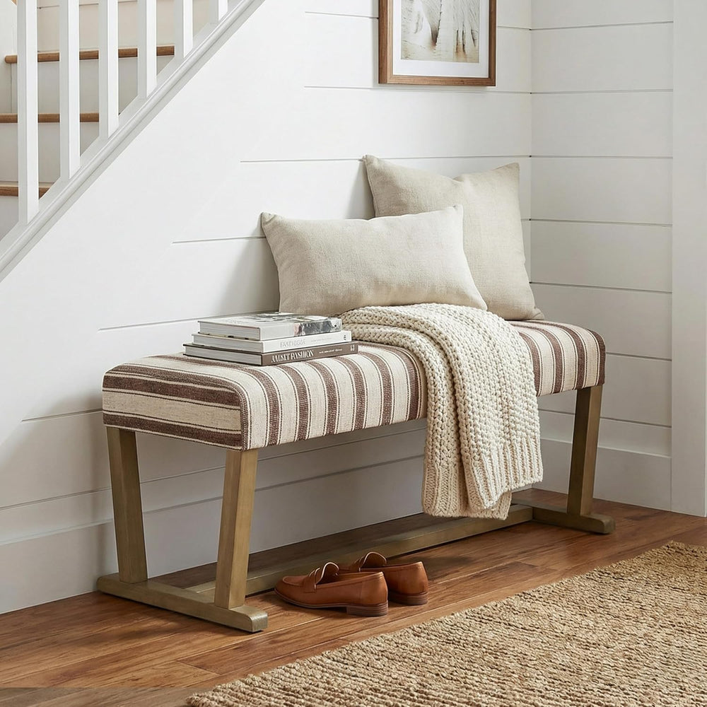 VKNOW 41" Upholstered Entryway Bench, End of Bed Bench with Cushion and ...
