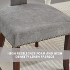 3-Piece 31.5" Round Dining Table Set for 2 with Upholstered Chairs – Space-Saving Modern Small Kitchen Cafe Bistro Set(T-Back Grey Linen Chair)