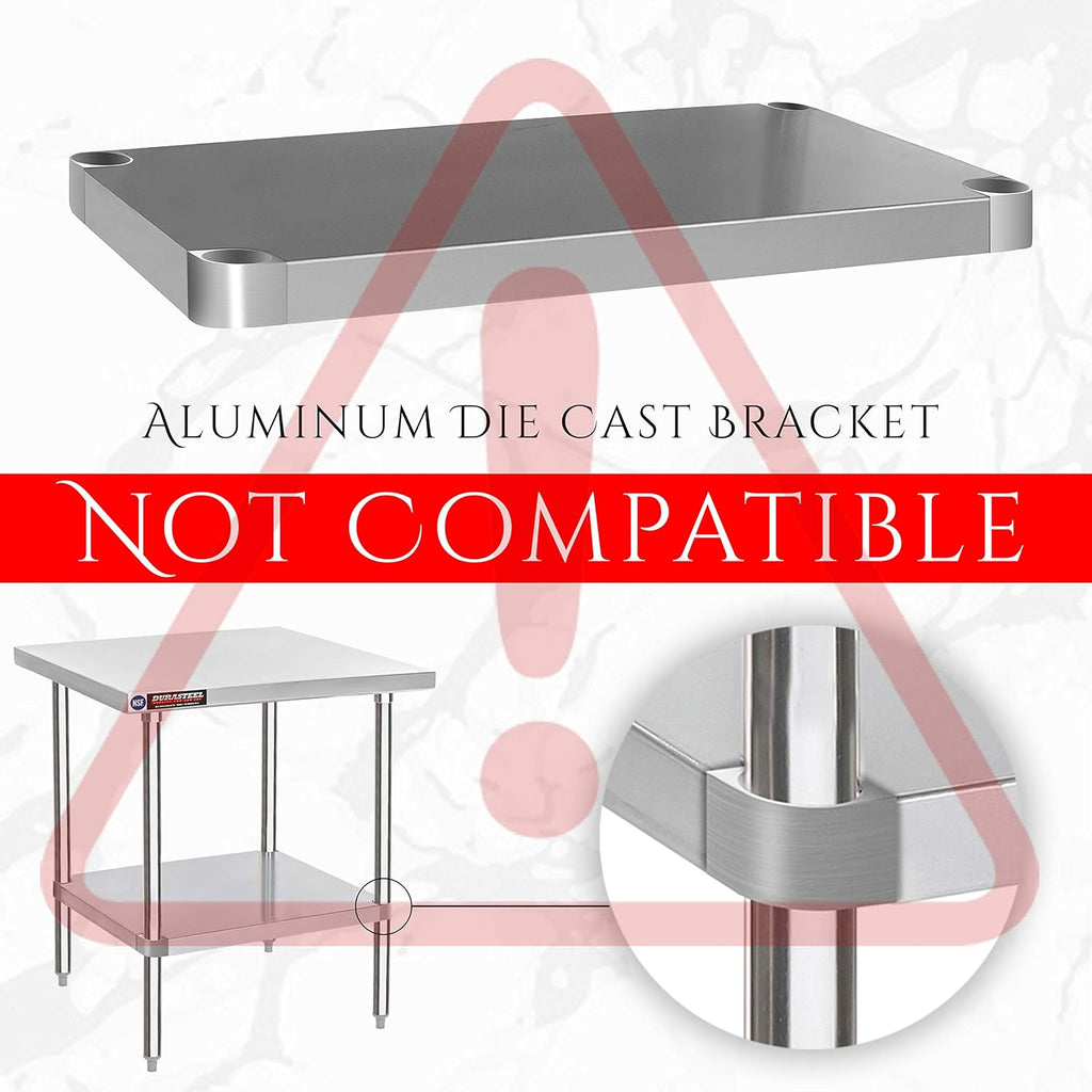 DuraSteel Galvanized Under Shelf for Work Tables - Extra Adjustable Lower Shelf for 30" x 48" Stainless Steel and Wooden Worktables - Fits for use in Restaurant, Warehouse, Home, Kitchen, Garage
