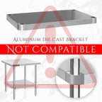 DuraSteel Galvanized Under Shelf for Work Tables - Extra Adjustable Lower Shelf for 30" x 48" Stainless Steel and Wooden Worktables - Fits for use in Restaurant, Warehouse, Home, Kitchen, Garage