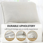 cinkehome Swivel Rocker Recliner, Glider Rocker Recliner Chair for Nursery, Overstuffed Manual Reclining Chair for Small Spaces, Living Room, Beige Snowflake Fleece