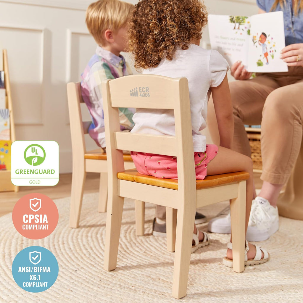 ECR4Kids Hideaway Chair, Kids Furniture, Honey/Antique White, 2-Pack