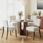 Upholstered Dining Chairs Set of 4, Fabric Kitchen Chairs with Padded Seat & Back, Solid Wood Legs, Modern Simple Dining Room Chairs for Kitchen, Dining Room, Living Room, Beige