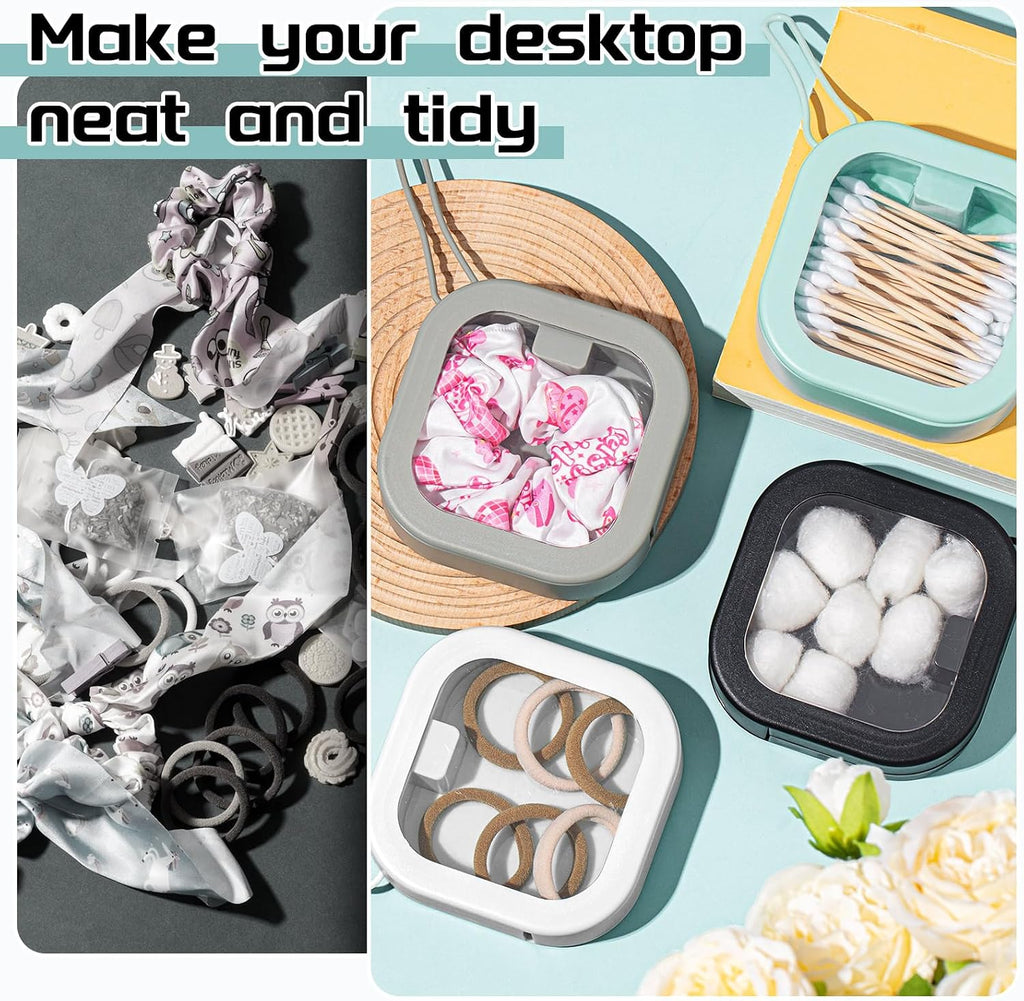 Kathfly 4 Pcs Hair Tie Organizer, Portable Hair Accessories Organizer Travel Case, Stackable Hairs Tie Holder & Bobby Pin Holder for Jewelry, Cotton Swabs, Clips and Accessories(Assorted Colors)